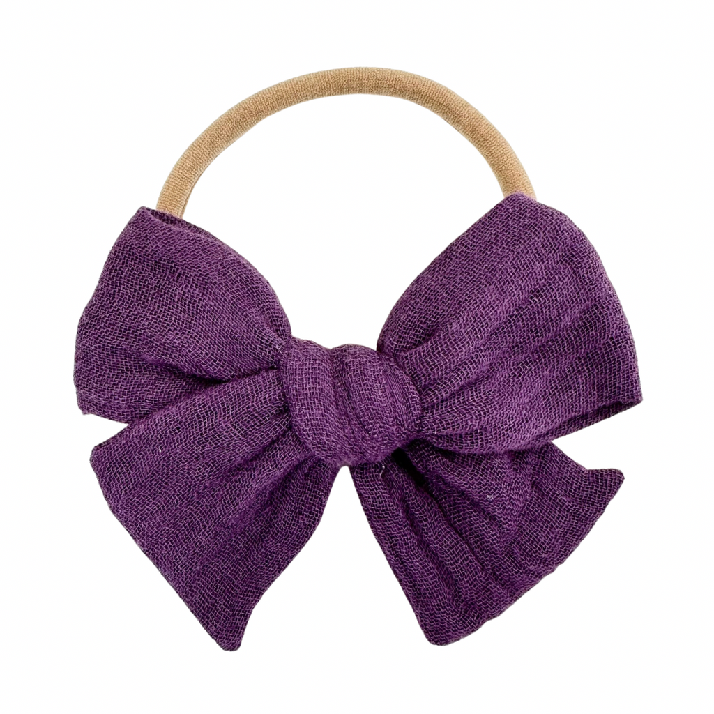 Eggplant Gauze :: Mini Voyager Bow