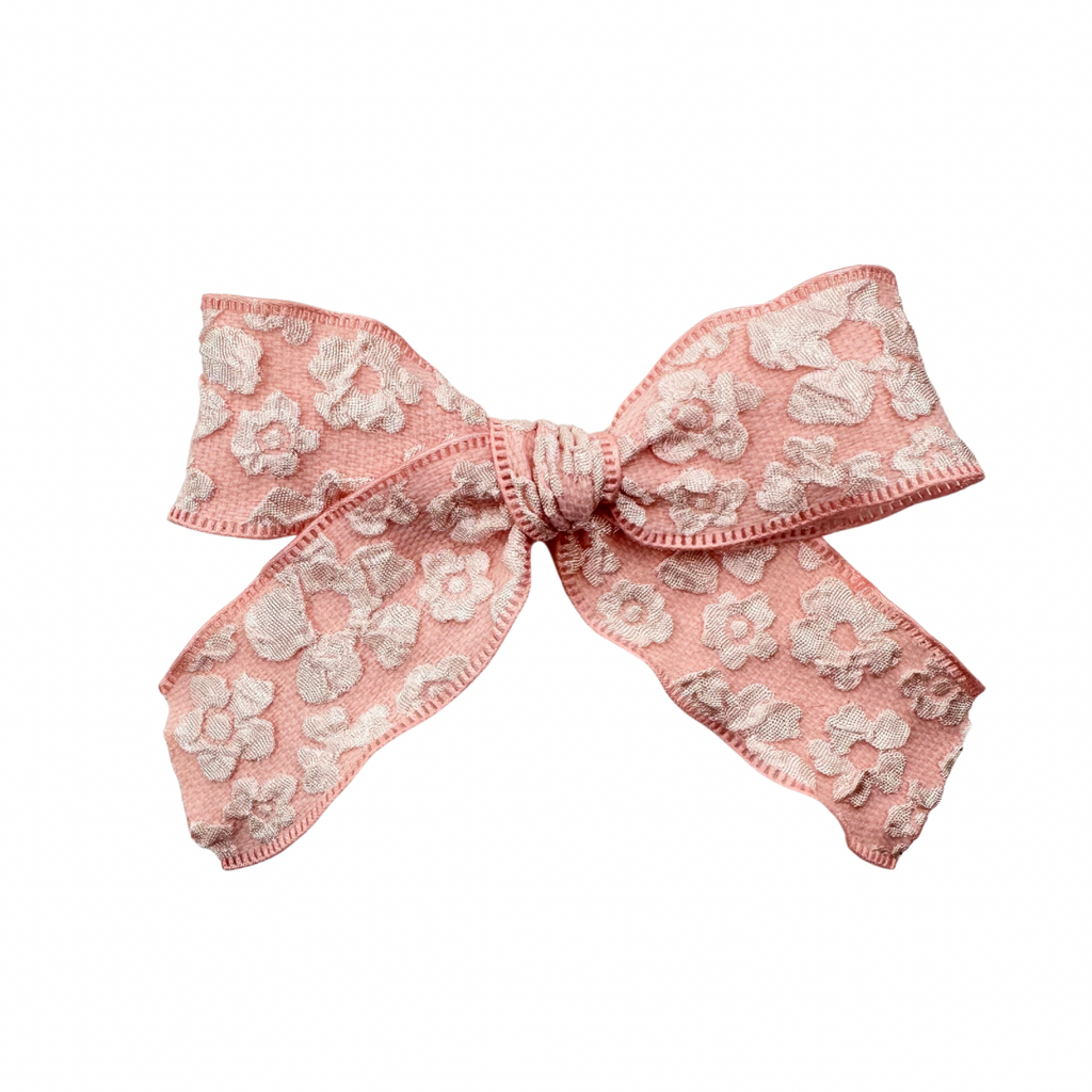 Pink Embossed Floral :: Ribbon Mini Explorer Bow