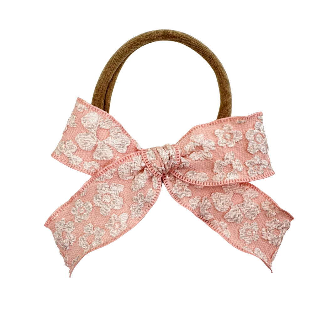 Pink Embossed Floral :: Ribbon Mini Explorer Bow
