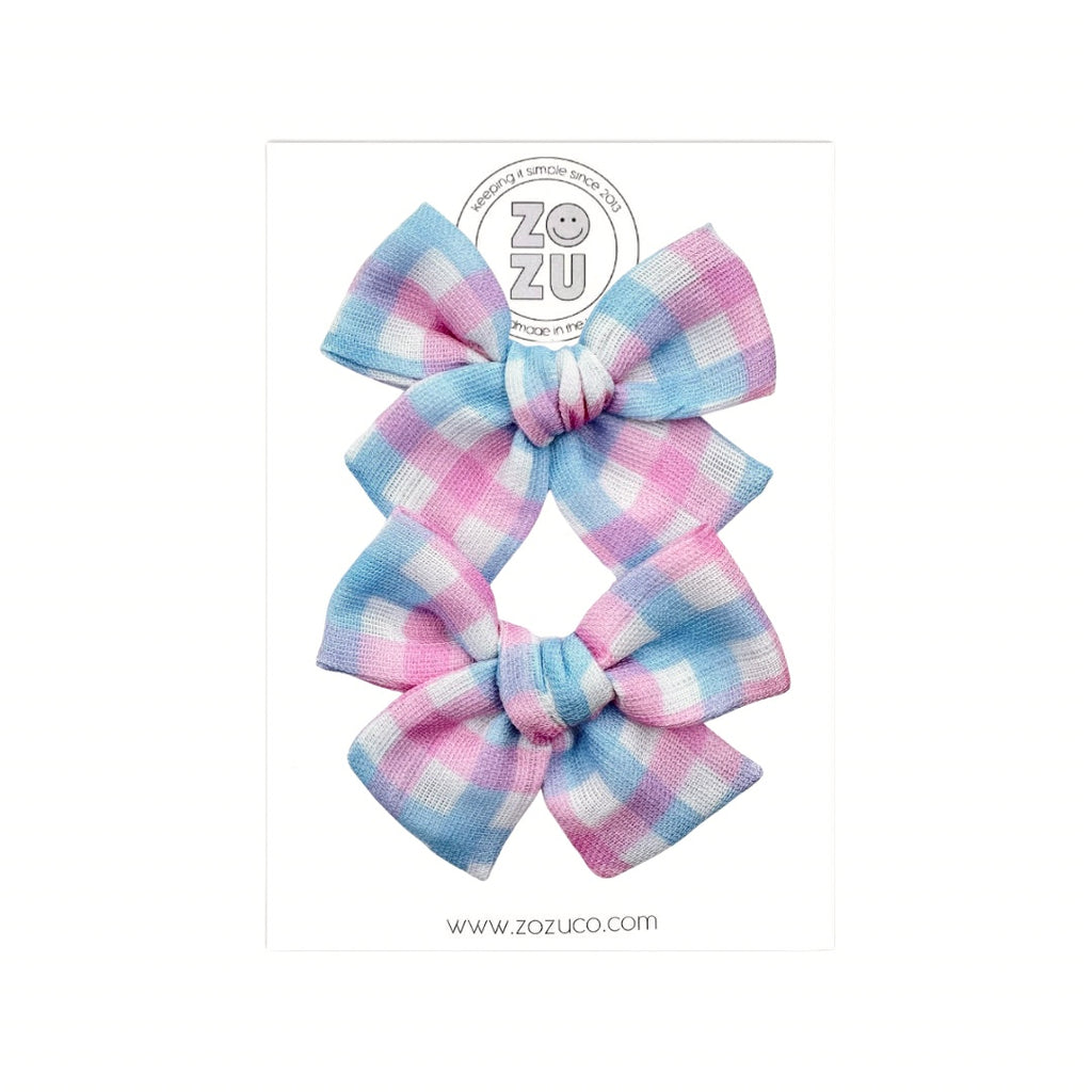 Pink & Blue Plaid :: Mini Voyager Pigtail Set