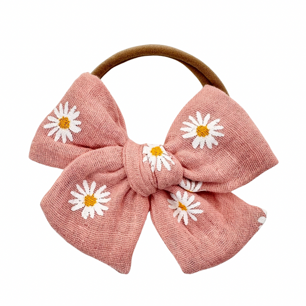 Blush Daisy Gauze :: Mini Voyager Bow