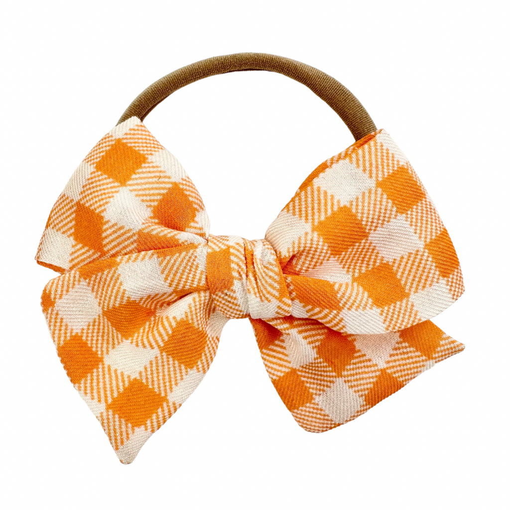 Orange Gingham :: Mini Voyager Bow