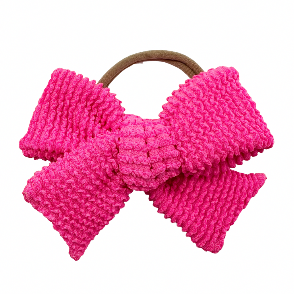 Hot Pink Seersucker Swim :: Mini Voyager Bow