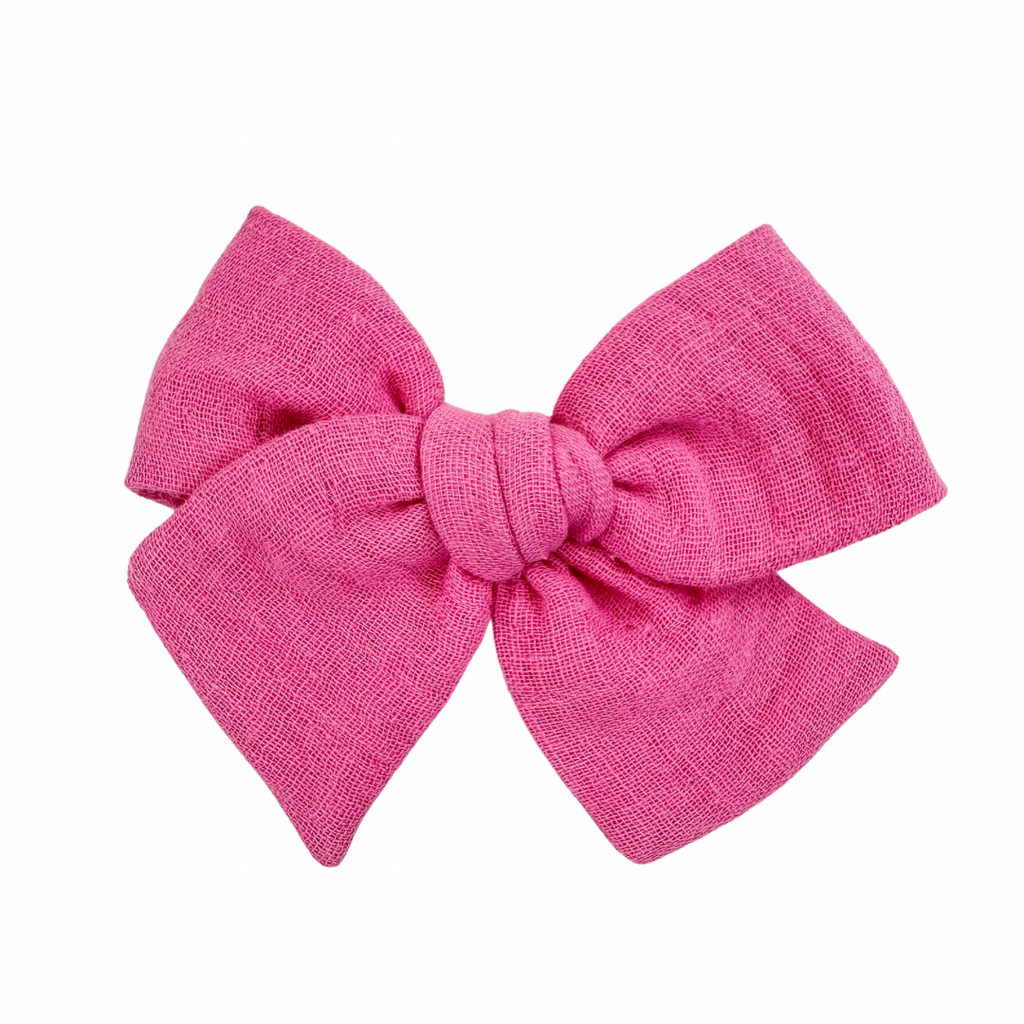 Pink Raspberry Gauze :: Mini Voyager Bow
