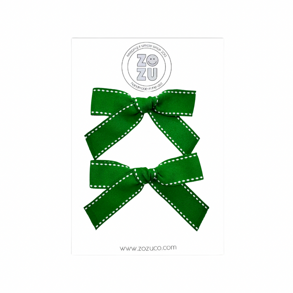 Green :: Mini Explorer Ribbon Pigtail Set
