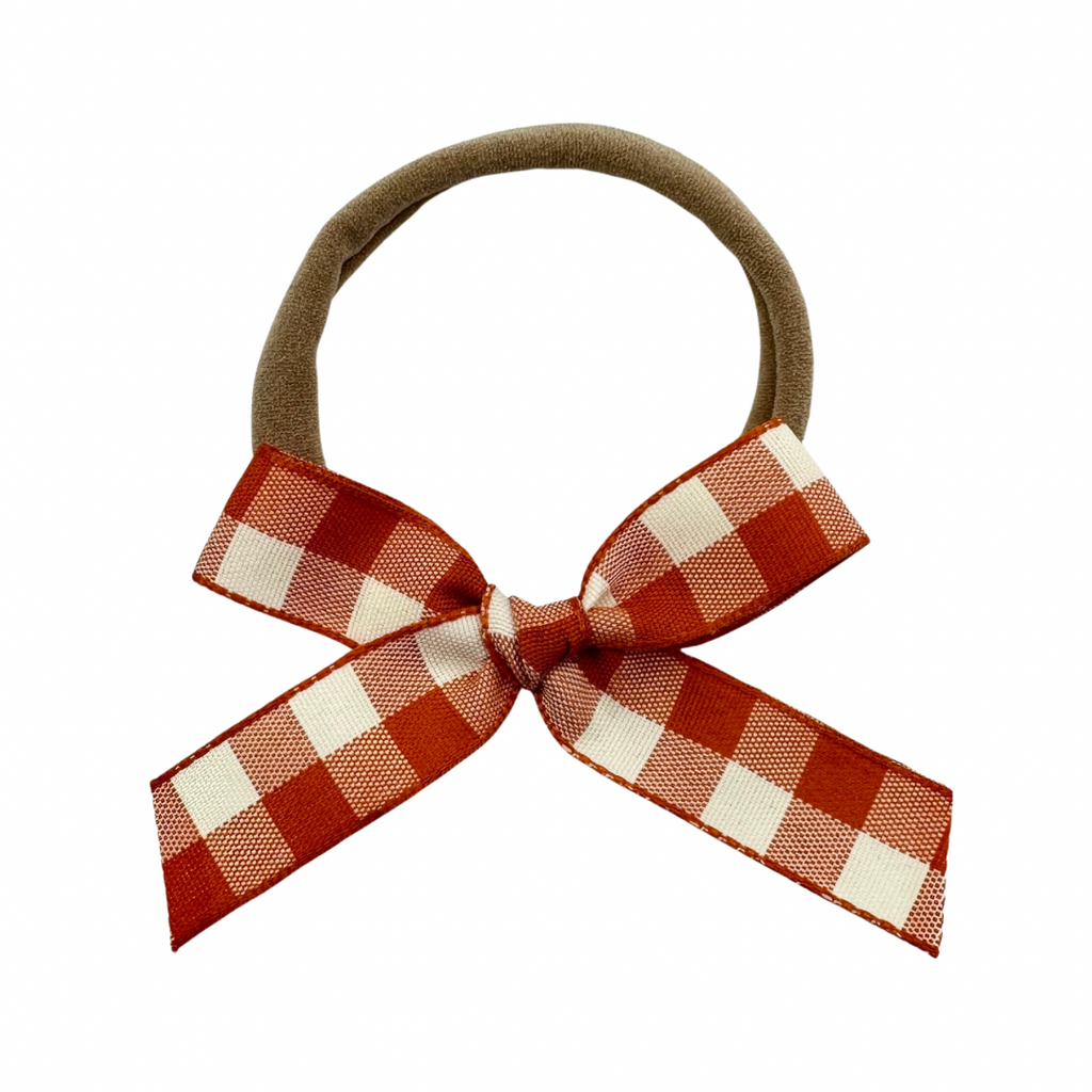 Rust Gingham :: Ribbon Mini Explorer Bow