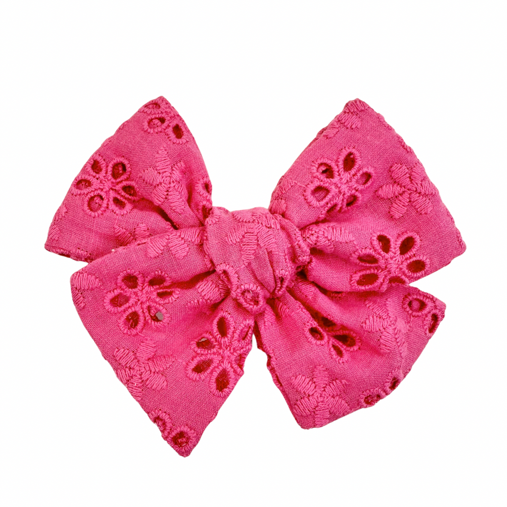 Hot Pink Eyelet :: Mini Voyager Bow