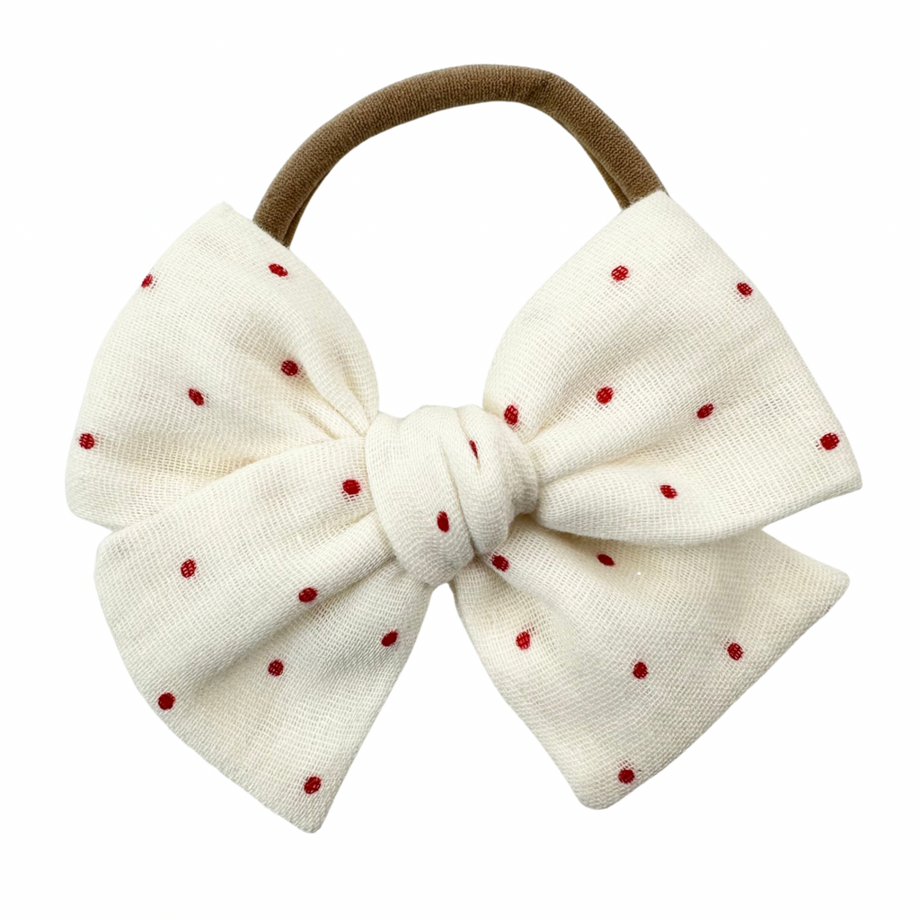 Red Dot Double Gauze :: Mini Voyager Bow
