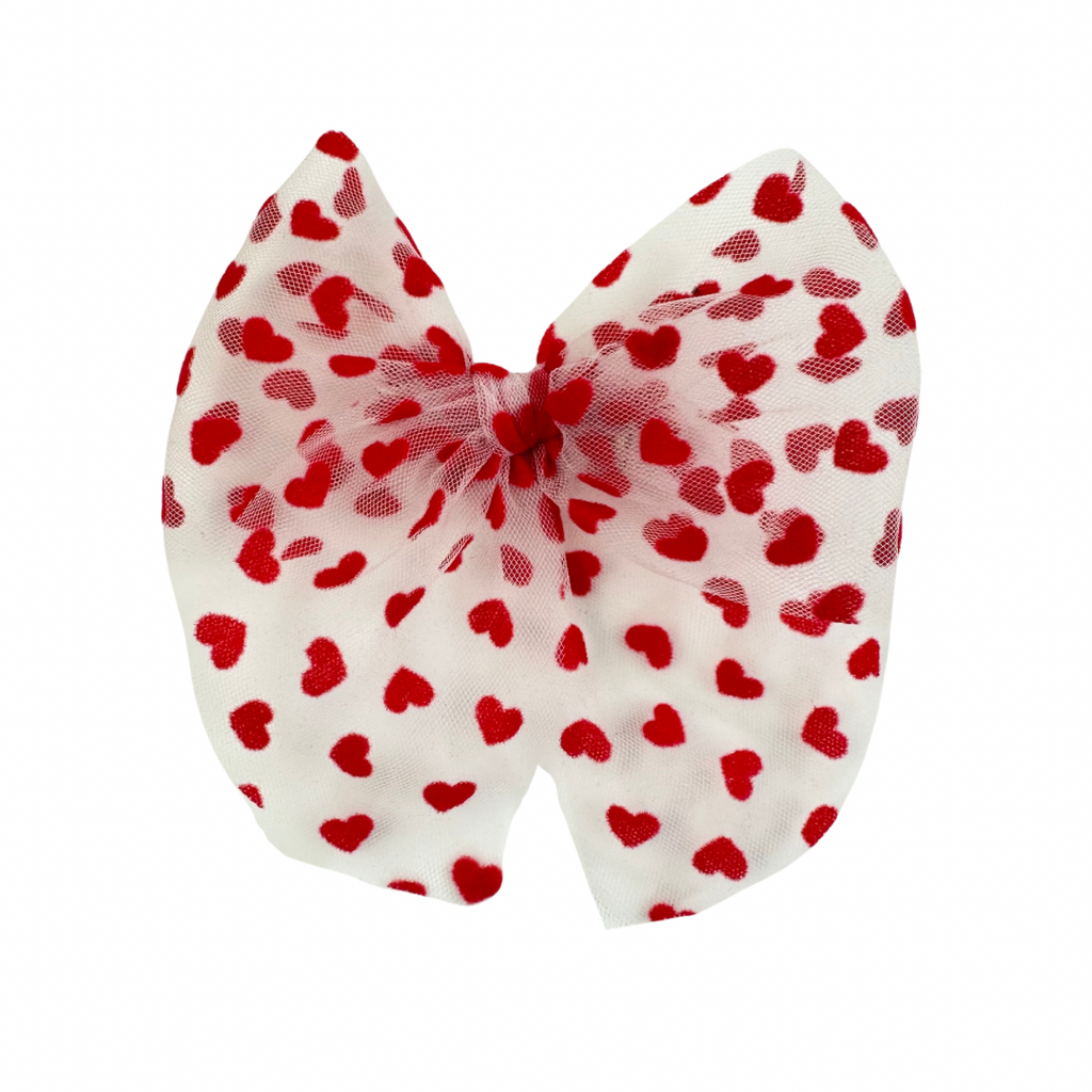 Red Flocked Heart Tulle :: Traveler