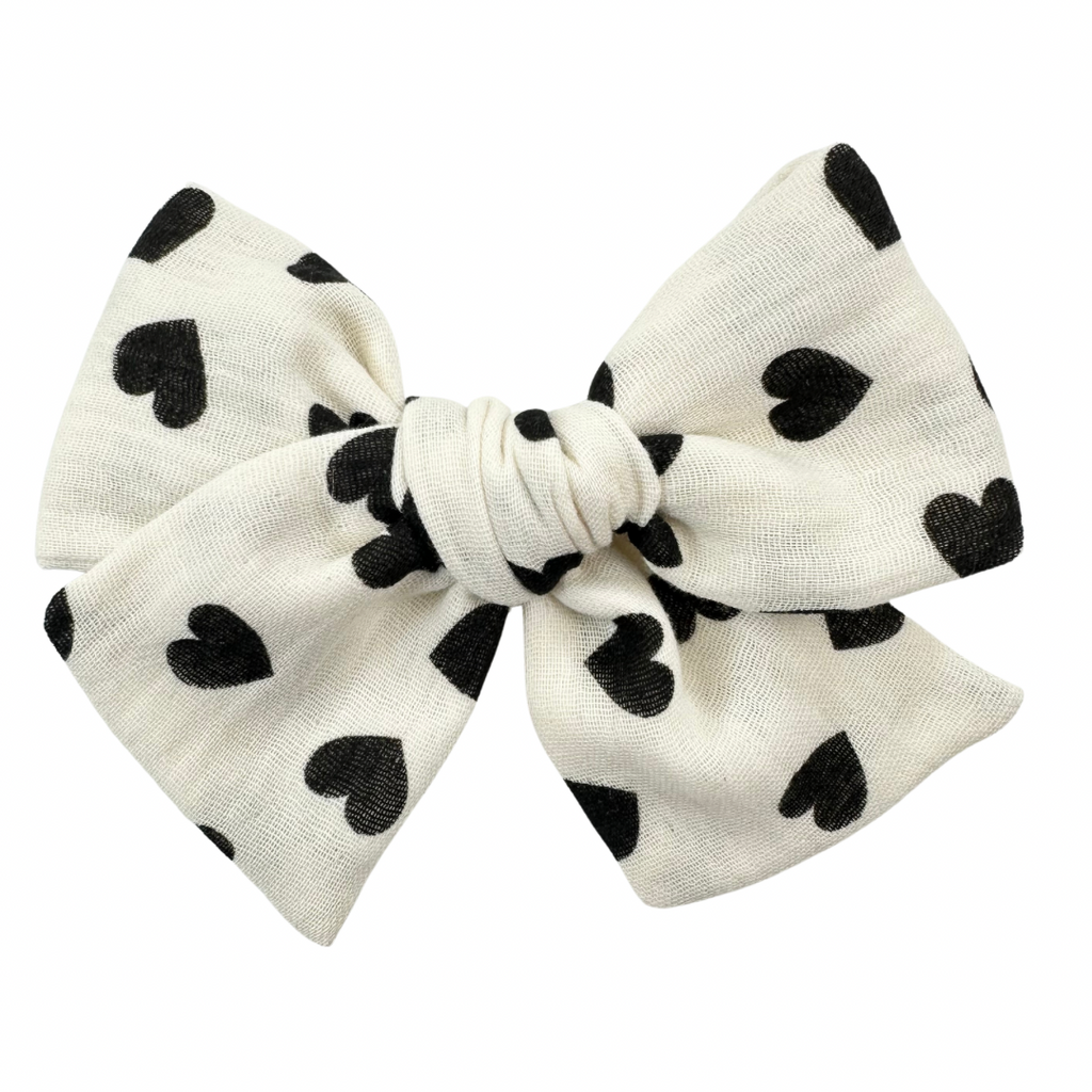 Hearts in Black Double Gauze :: Voyager Bow