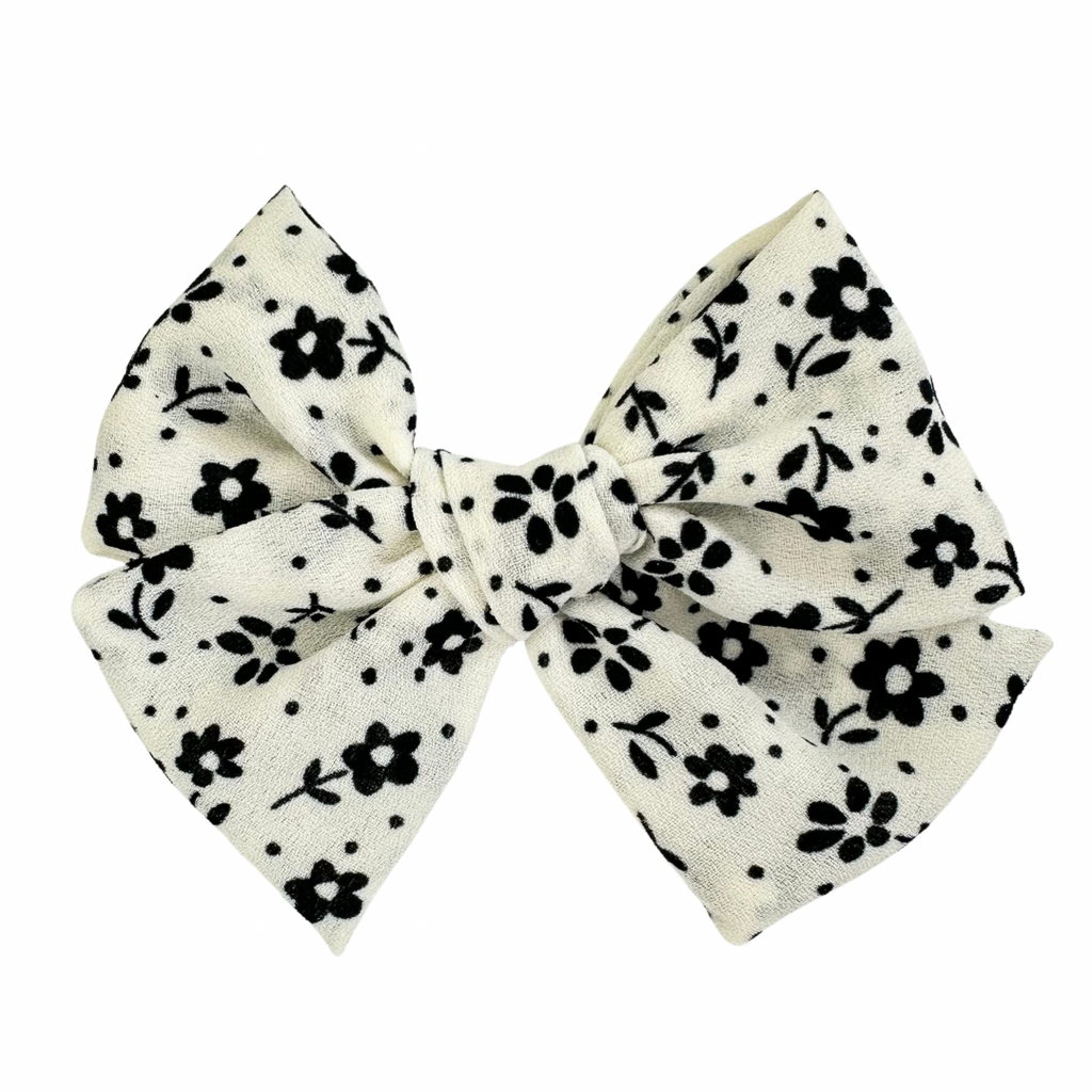 Black and White Floral :: Mini Voyager Bow