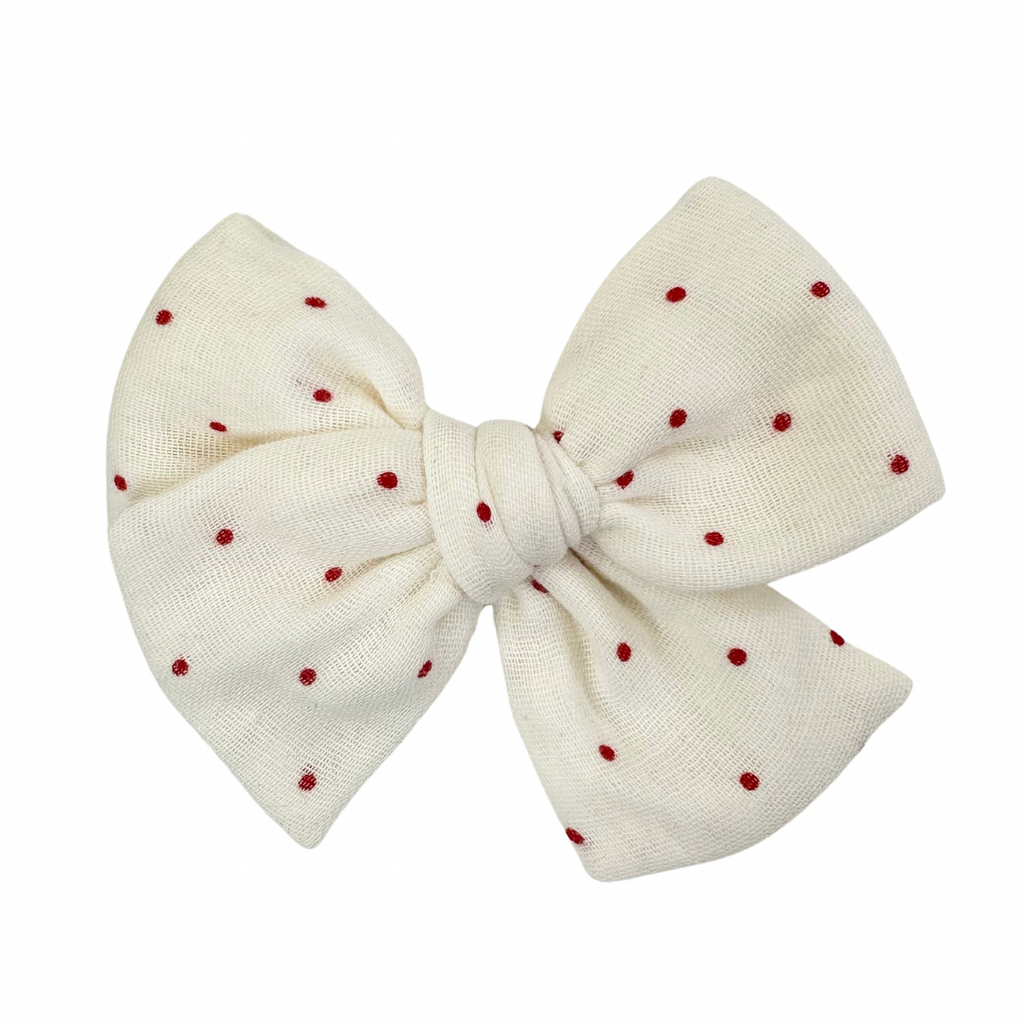 Red Dot Double Gauze :: Mini Voyager Bow