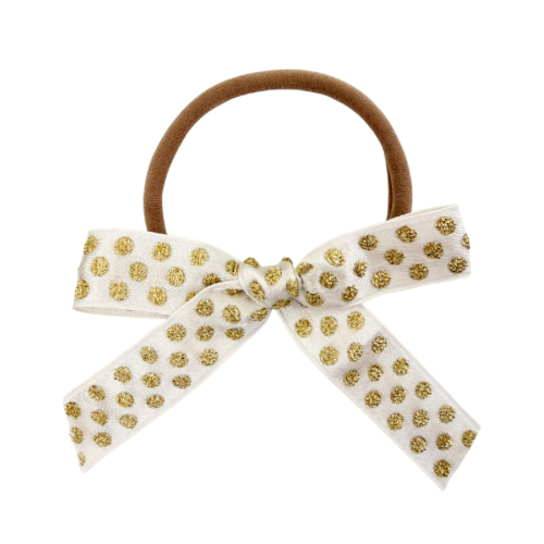 Vintage Gold Dot :: Ribbon Mini Explorer Bow