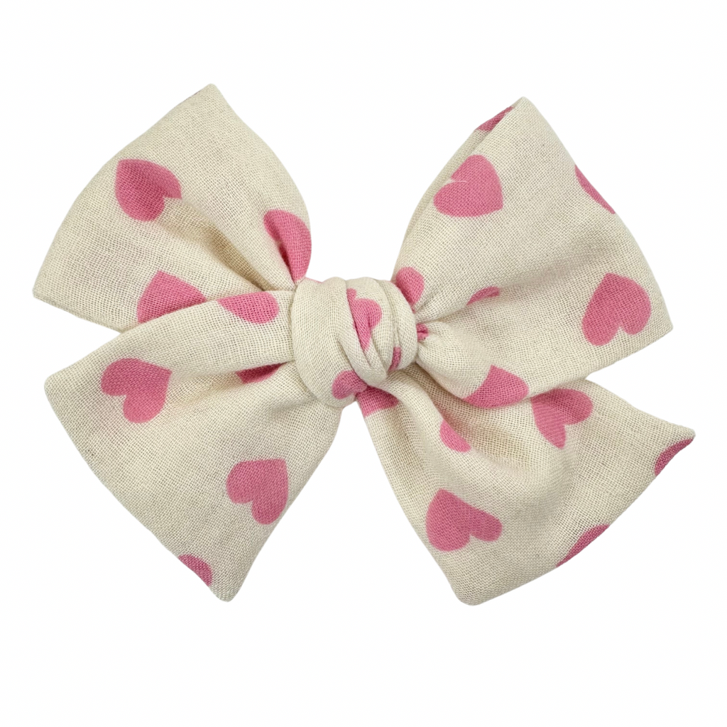 Hearts in Pink Double Gauze :: Voyager Bow