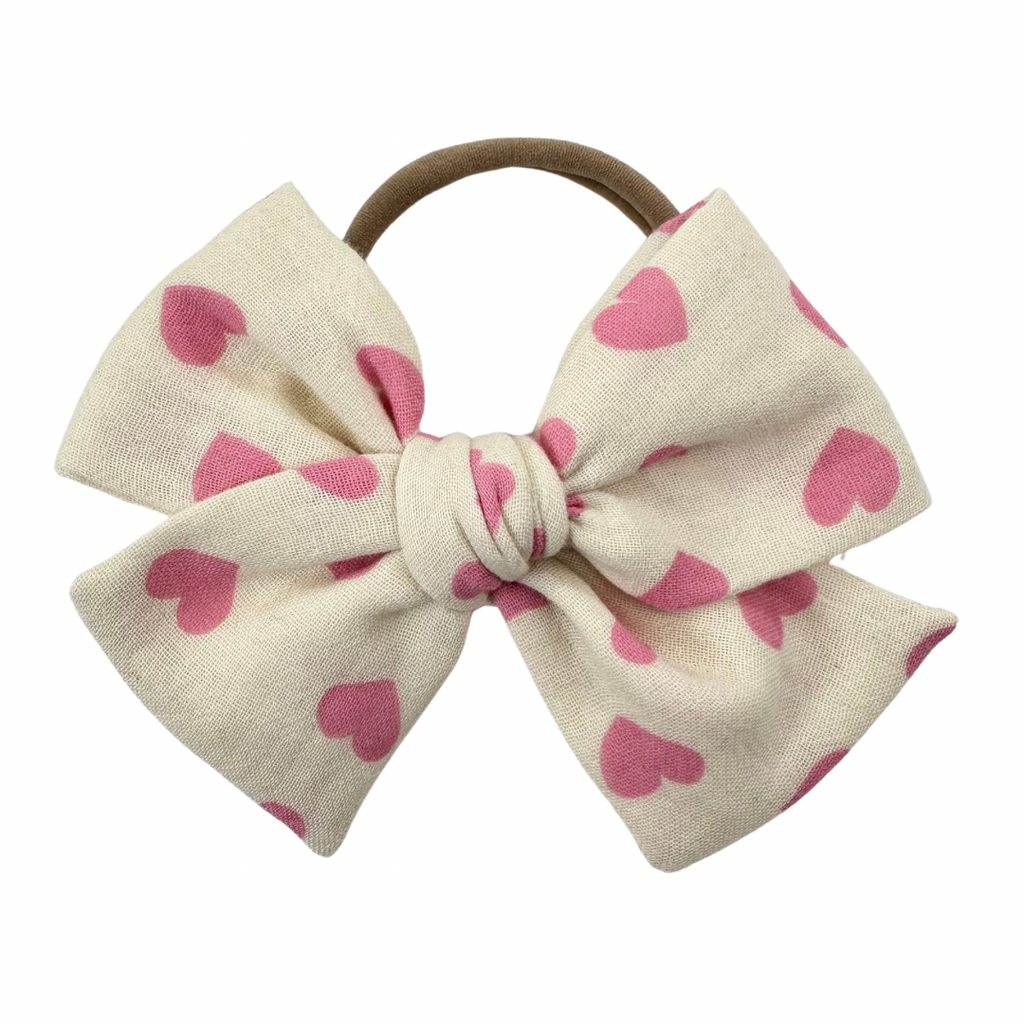 Hearts in Pink Double Gauze :: Voyager Bow
