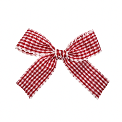 Red Gingham Scallop Edge :: Ribbon Mini Explorer Bow