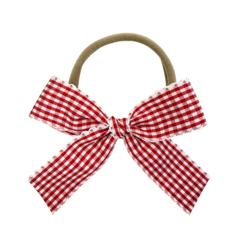 Red Gingham Scallop Edge :: Ribbon Mini Explorer Bow