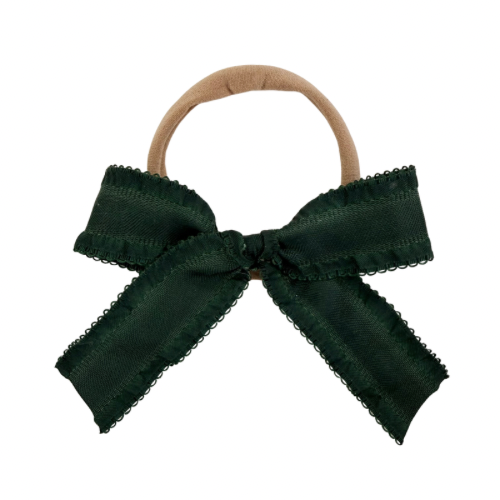 Forest Green Ruffle Edge :: Ribbon Mini Explorer Bow