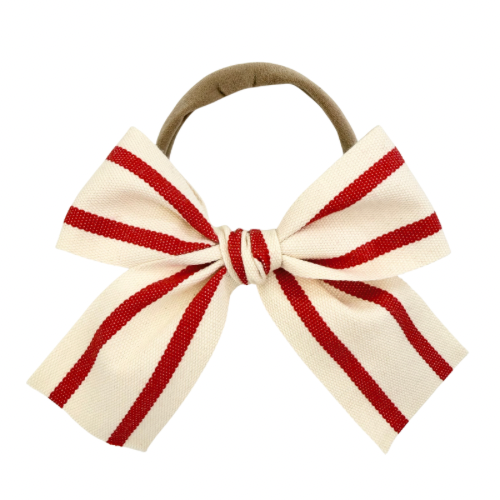 Red Ticking Stripe :: Ribbon Mini Explorer Bow