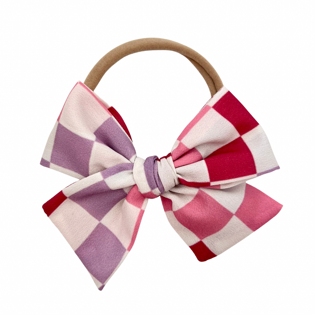 Cheerful Check :: Mini Voyager Bow