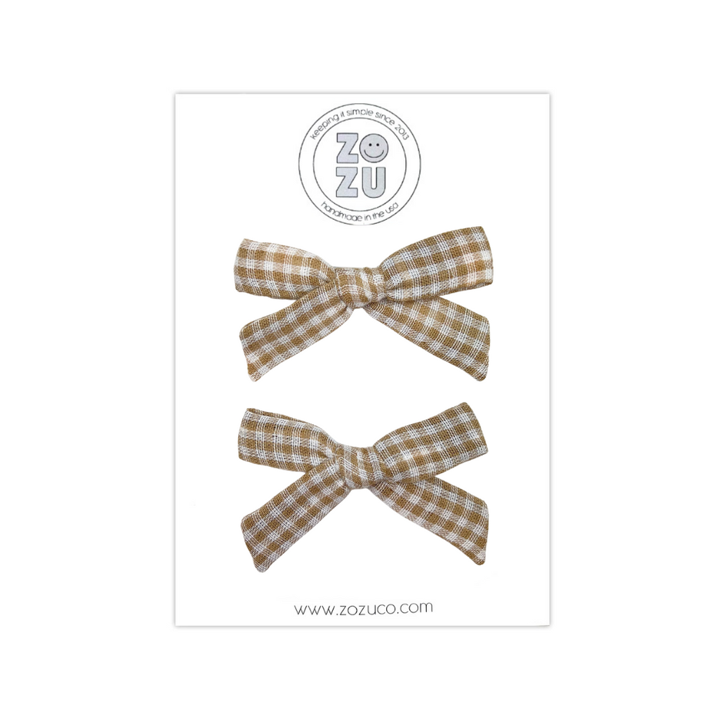 Tan Gingham :: Mini Explorer Pigtail Set