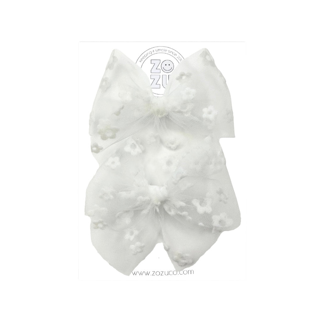 White Floral Tulle :: Mini Traveler Pigtail Set