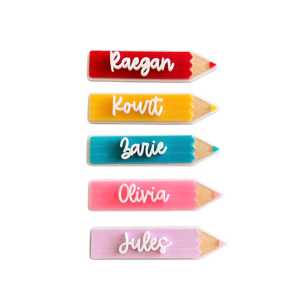 **3 WEEK PRE-ORDER** Colored Pencil Custom Name :: Pin ( for backpacks and clothing)